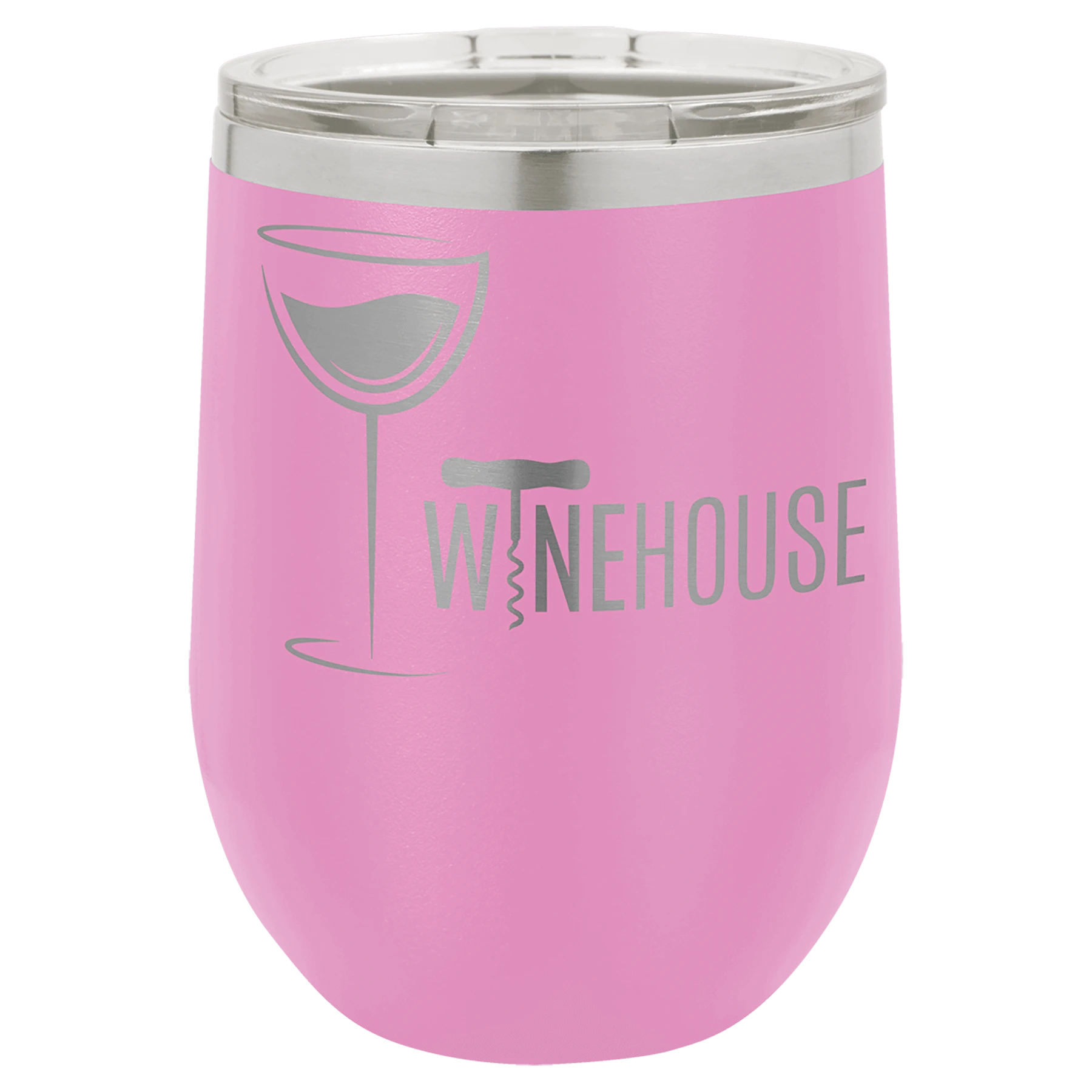 12 oz wine tumbler light purple logo