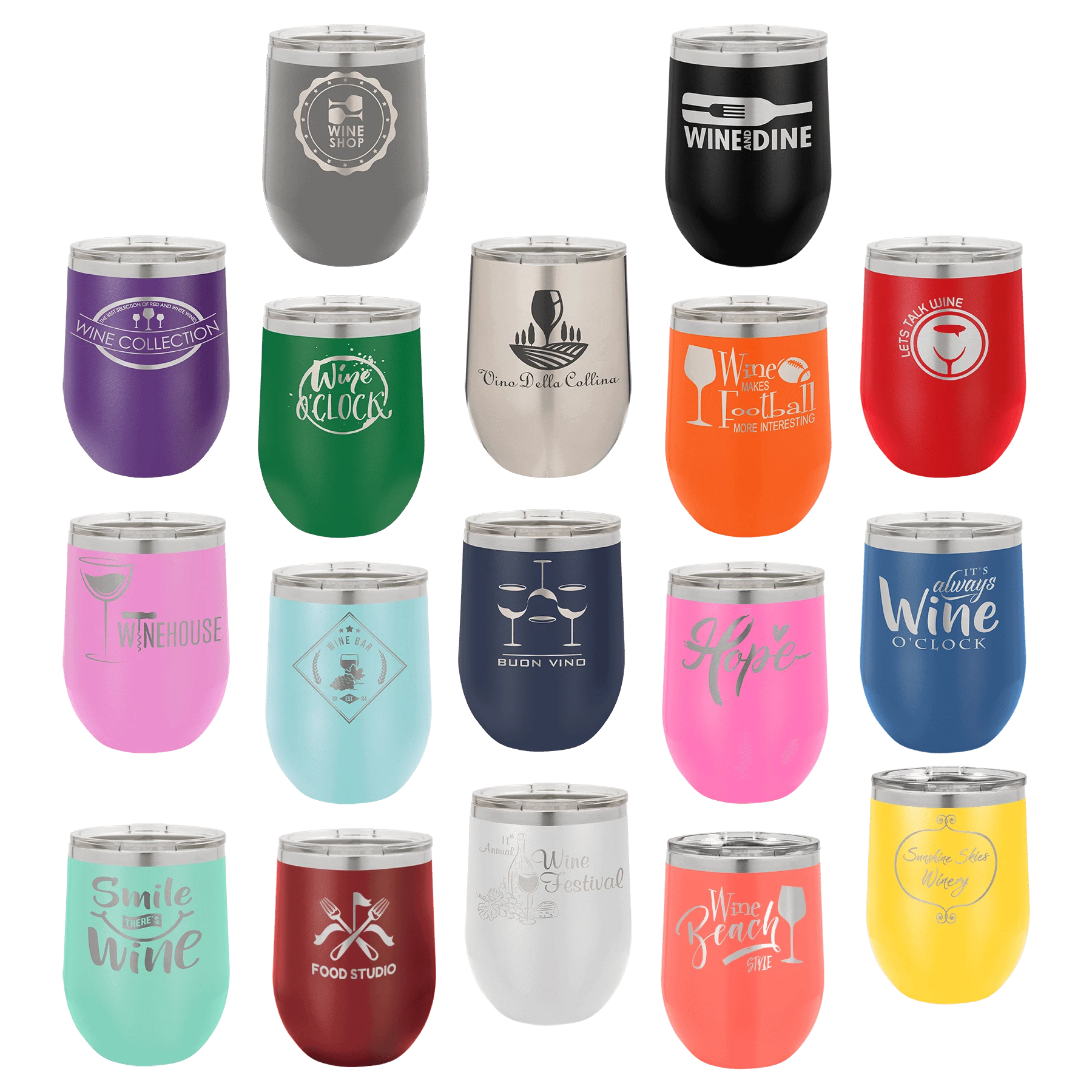 12 oz wine tumbler sample logo