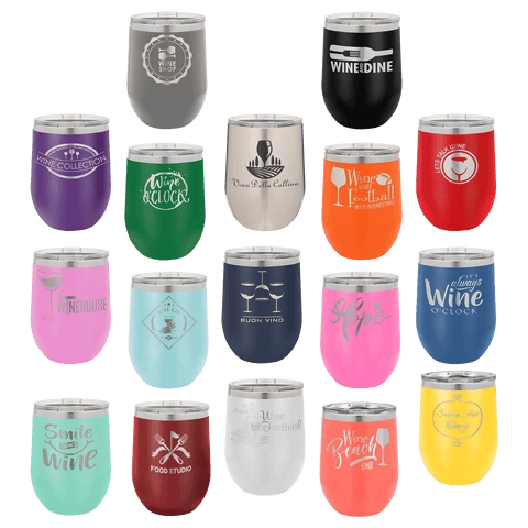 12 oz wine tumbler sample logo